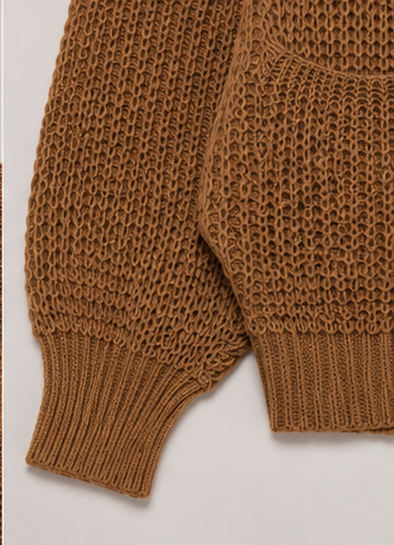Cardigan Tejido Abierto con Bolsillos Color Camel