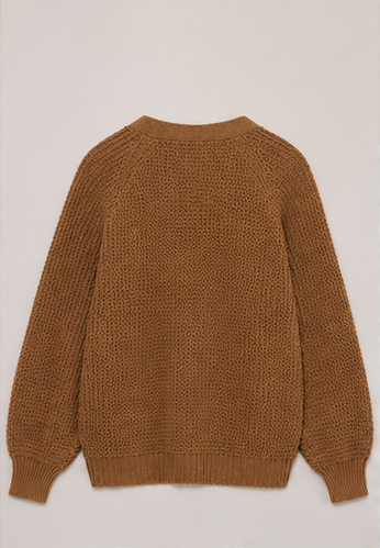 Cardigan Tejido Abierto con Bolsillos Color Camel