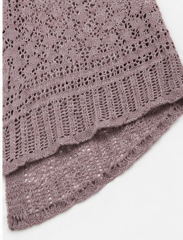 Cardigan Largo Calado Rosa Malva