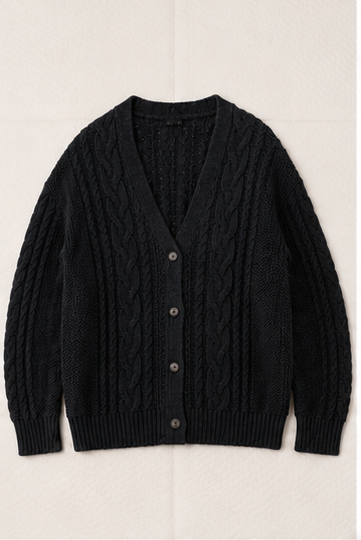 Cardigan Oversize de Punto Trenzado con Botones