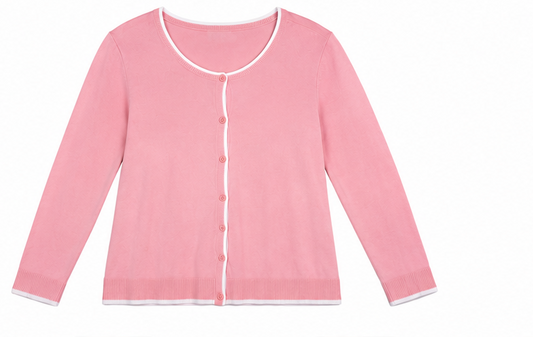 Suéter Cardigan Básico Rosa para Mujer