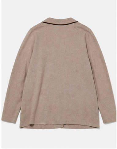 Cardigan Beige Estilo Blazer con Ribetes