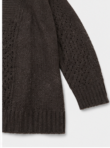Cardigan Café Oscuro de Tejido Clásico