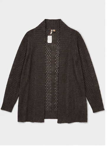 Cardigan Café Oscuro de Tejido Clásico