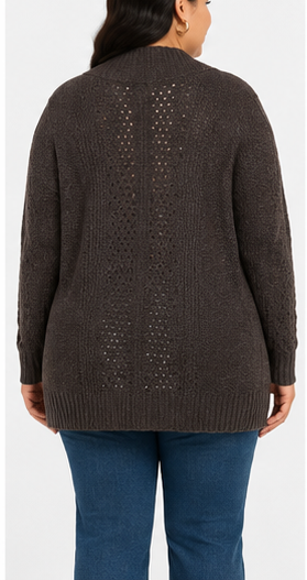 Cardigan Café Oscuro de Tejido Clásico