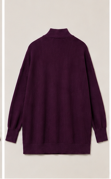 Cardigan Tejido Morado con Bolsillos