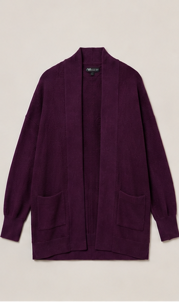 Cardigan Tejido Morado con Bolsillos
