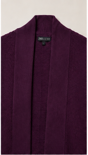 Cardigan Tejido Morado con Bolsillos