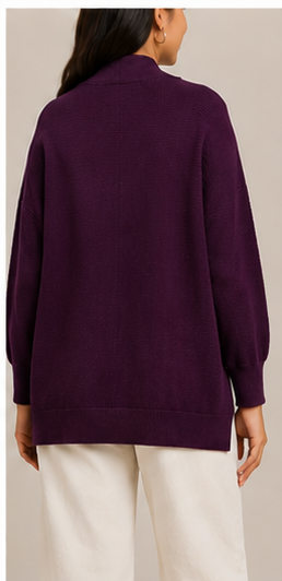 Cardigan Tejido Morado con Bolsillos