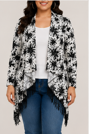 Cárdigan Estampado con Flecos para Mujer