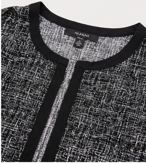 Chaqueta Abierta Gris con Ribetes Negros