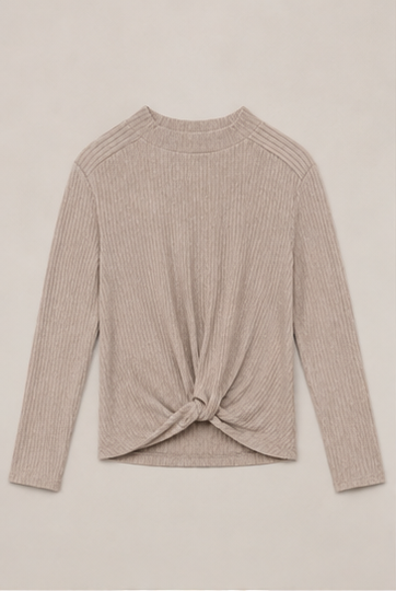Blusa de Manga Larga con Nudo Frontal para Mujer