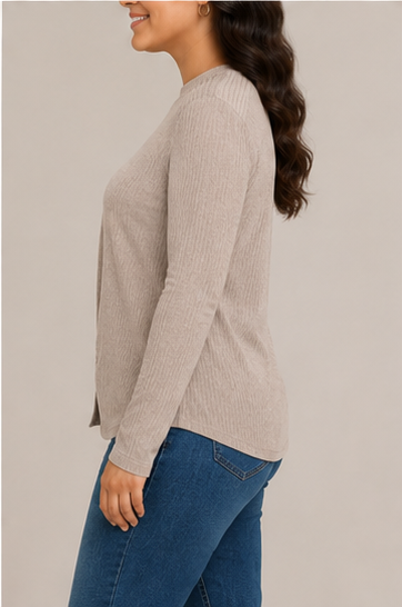 Blusa de Manga Larga con Nudo Frontal para Mujer