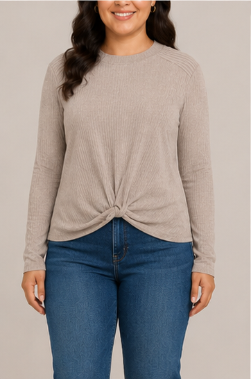 Blusa de Manga Larga con Nudo Frontal para Mujer