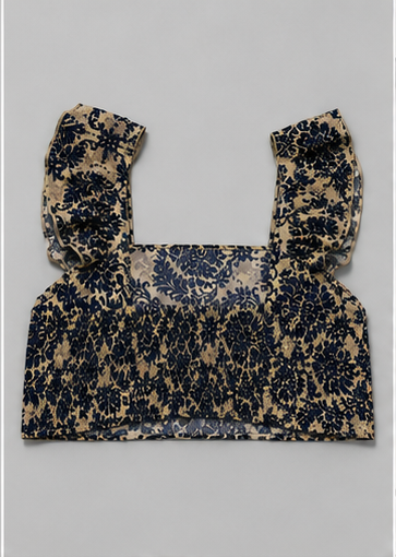 Crop Top Estampado Floral con Tirantes de Olanes