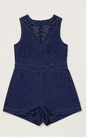 Enterizo Short Azul Marino con Escote de Tiras