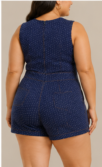 Enterizo Short Azul Marino con Escote de Tiras