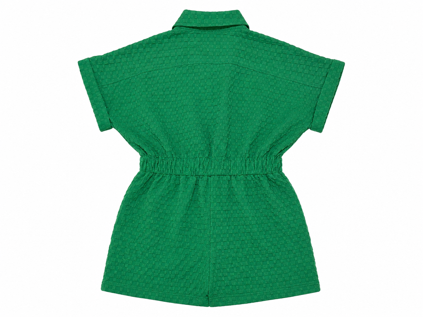 Enterizo Corto Verde con Botones y Cintura Ajustable