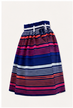 Falda midi de rayas multicolor