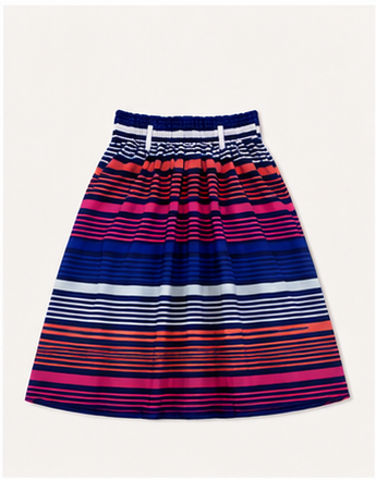 Falda midi de rayas multicolor