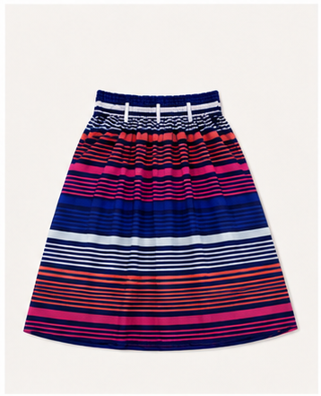 Falda midi de rayas multicolor