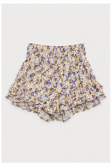Short Floral con Volantes y Cintura Elástica