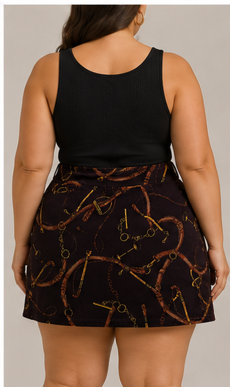 Falda Corta Estampada de Tiro Alto