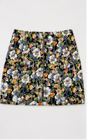 Falda Corta Floral de Tiro Alto