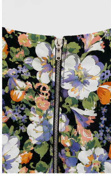 Falda Corta Floral de Tiro Alto
