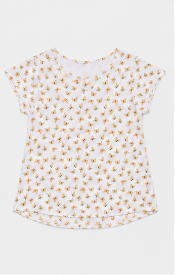 Blusa Estampada de Manga Corta con Escote Redondo