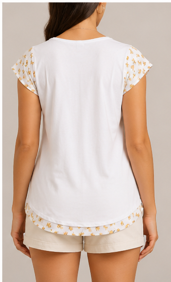 Blusa Estampada de Manga Corta con Escote Redondo