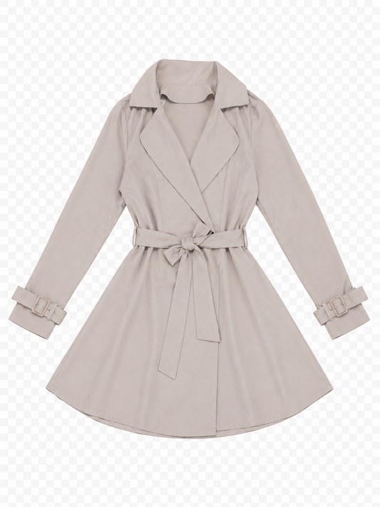 Gabardina Clásica con Cinturón – Color Beige