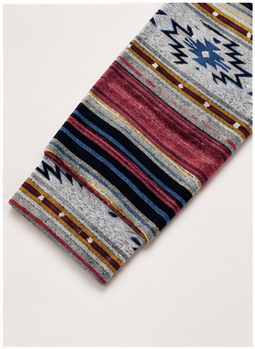 Suéter con Capucha y Estampado Étnico Multicolor