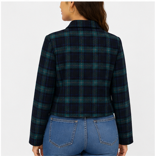 Jacket corta de cuadros tipo tartán