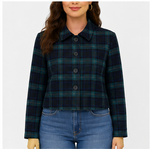 Jacket corta de cuadros tipo tartán