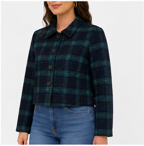Jacket corta de cuadros tipo tartán