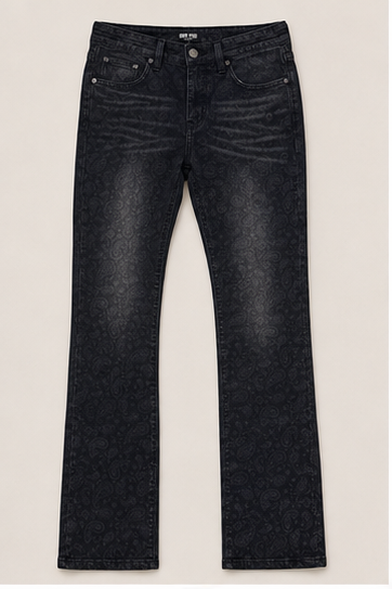 Jeans Negro con Estampado Paisley