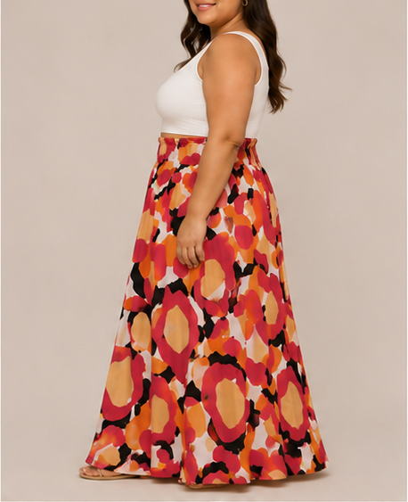Falda Maxi Estampada Multicolor para Mujer