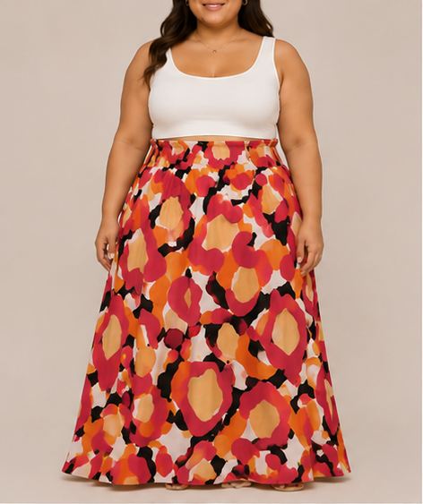 Falda Maxi Estampada Multicolor para Mujer