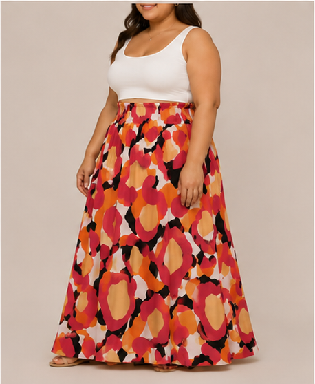 Falda Maxi Estampada Multicolor para Mujer