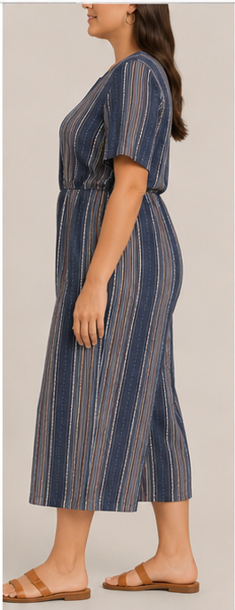 Mono Capri de Rayas con Cintura Elástica