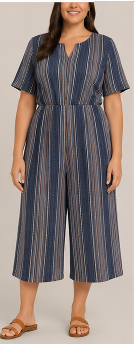 Mono Capri de Rayas con Cintura Elástica