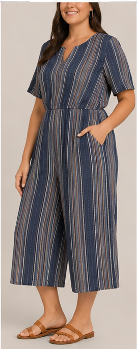 Mono Capri de Rayas con Cintura Elástica