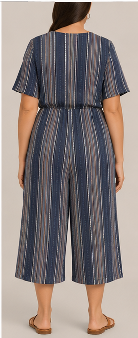 Mono Capri de Rayas con Cintura Elástica