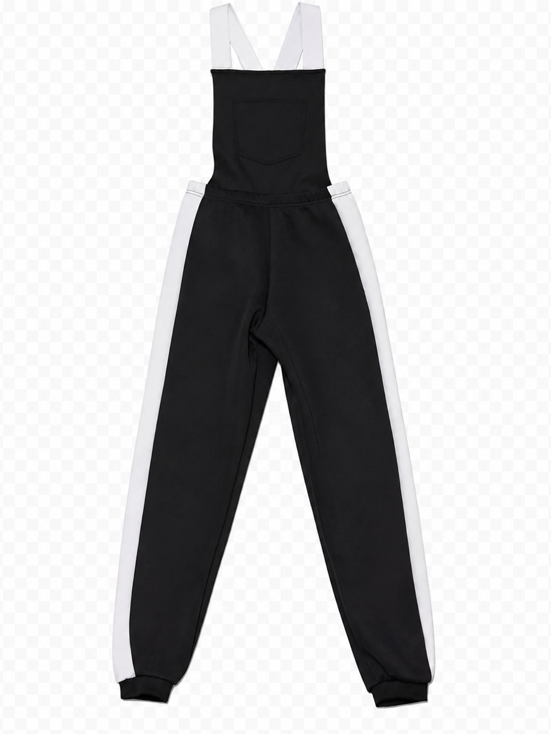 Overol Tipo Jogger con Tirantes – Negro y Blanco