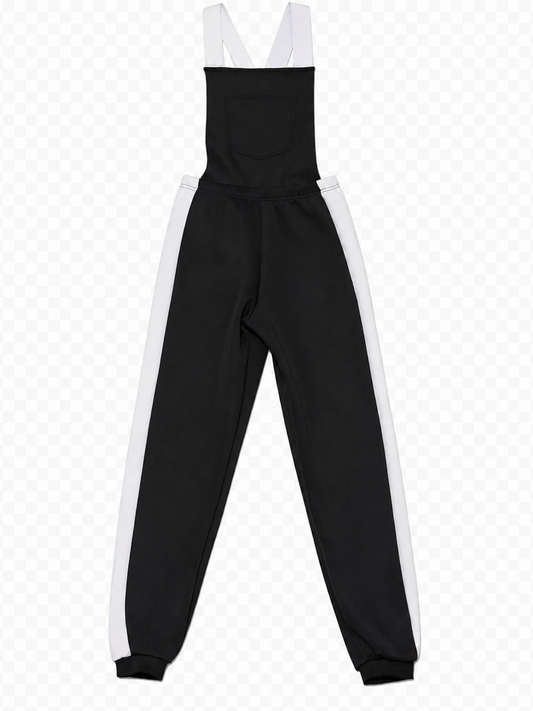 Overol Tipo Jogger con Tirantes – Negro y Blanco