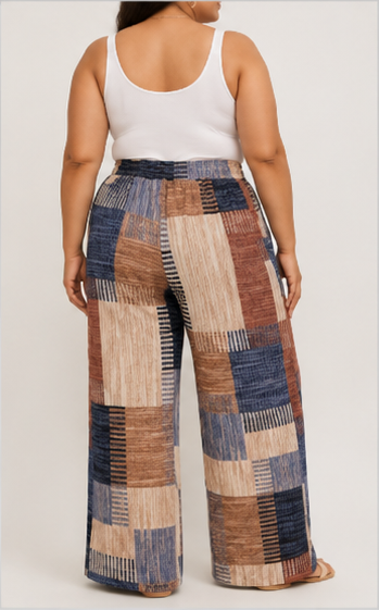 Pantalón Palazzo Estampado Patchwork