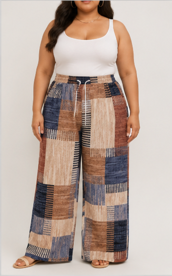 Pantalón Palazzo Estampado Patchwork