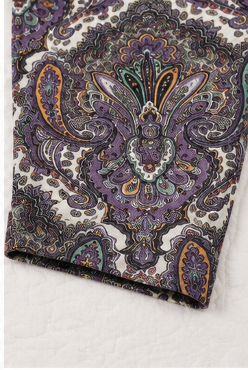 Pantalón Recto Estampado Paisley de Tiro Alto