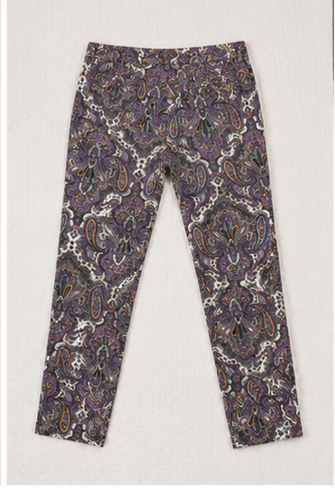 Pantalón Recto Estampado Paisley de Tiro Alto